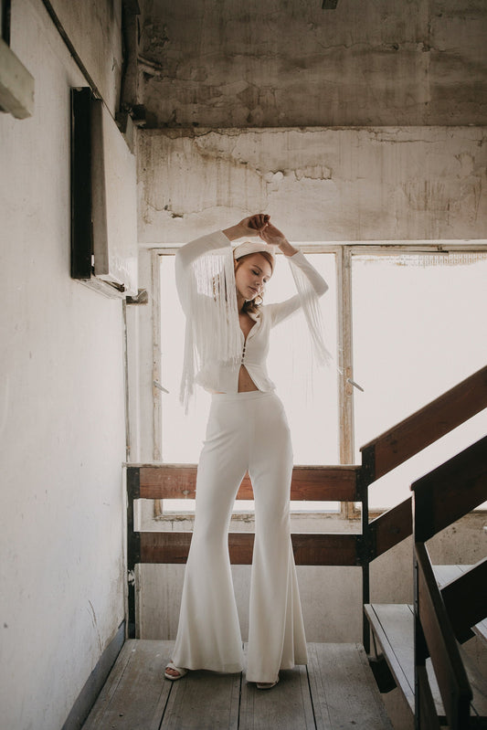 White Pantsuit for Women, White Formal Pants Suit Set for Women, Courthouse Wedding  Suit for Bride, Bridal Pantsuit Set -  Canada